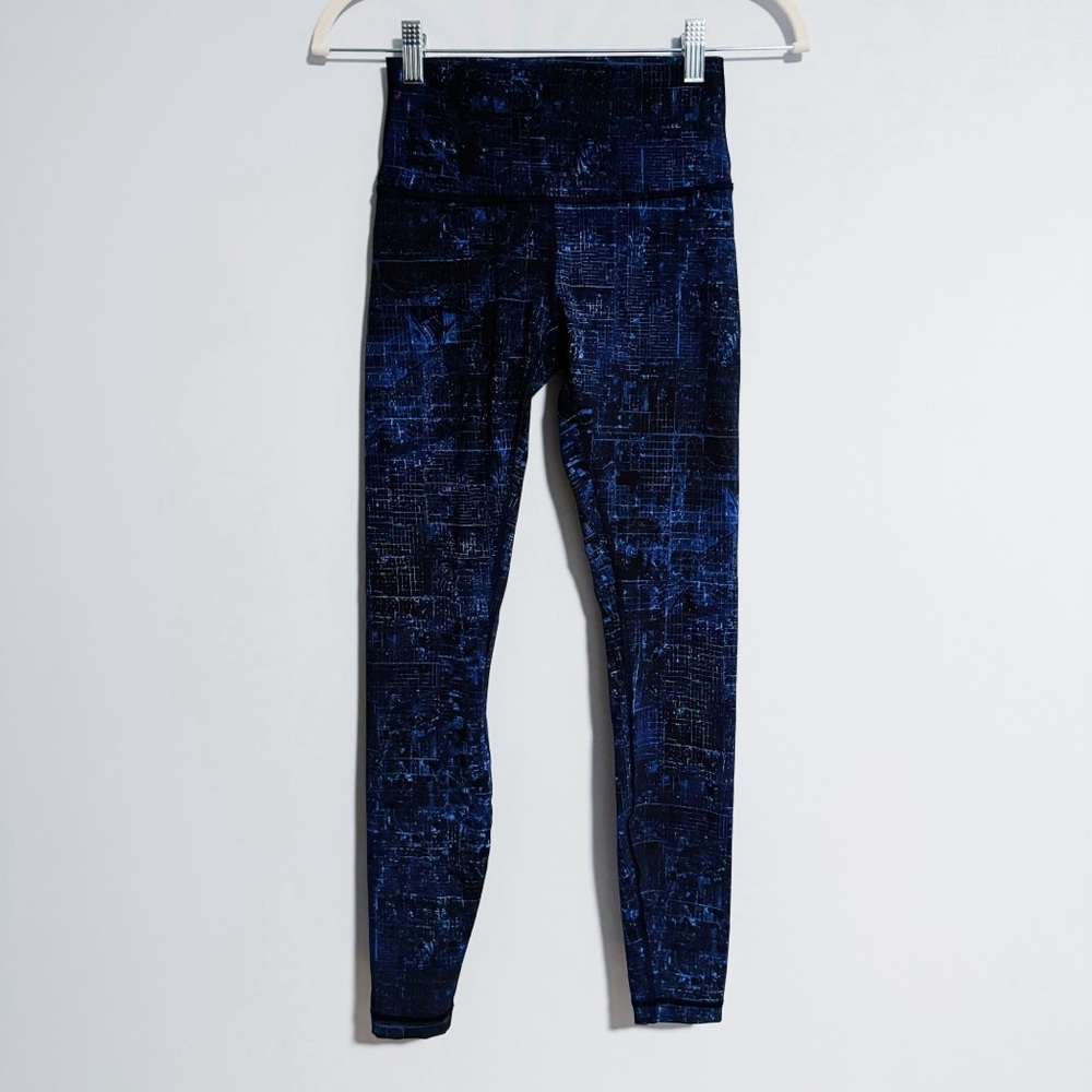 Lululemon - Dark Blue Static Grid Print Leggings